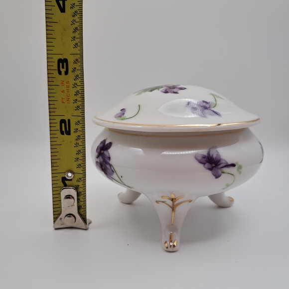 Norcrest Accessories - ​Vintage Norcrest Fine China Footed Trinket Box with Lid - Purple Violets Japan